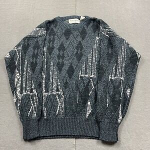 VTG Michael Gerald Sweater Mens Medium Geometric‎ Aztec Cosby Abstract Knit 90s